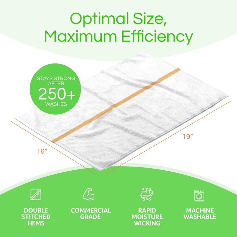 Towels N More 24 Pack 16x19 Bar Mop High Absorbent Cotton Reusable Kitchen Towels- Quick Dry for Chef, Cook, Home, Restaurant, Bar Glass Cleaning (24, Gold Stripe) - Image 3